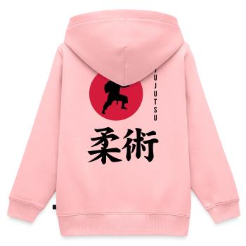 Jiu Jitsu / Jujutsu / Jiujitsu / Art Martial - Sweat Premium à capuche zippé enfant bio - rose - Dos - AI Model Kid Female (0cm)