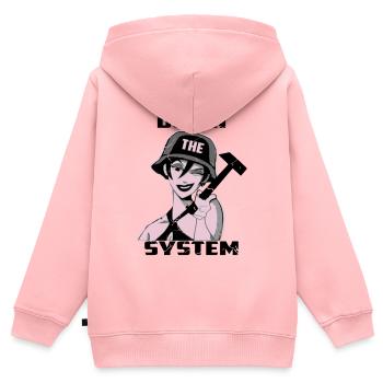 Destroy the system - Kids Premium Organic Zip-up Hoodie - rose - Back - AI Model Kid Female (0cm)