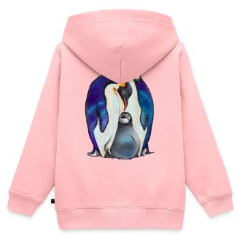 Süße Pinguine mit Sternenhimmel - Kinder Premium Organic Zip Hoodie - Rosa - Hinten - AI Model Kid Female (0cm)