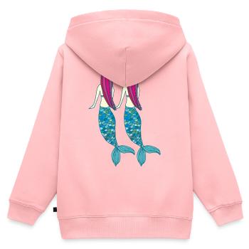 Double Sirène - Sweat Premium à capuche zippé enfant bio - rose - Dos - AI Model Kid Female (0cm)