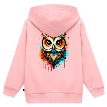 Eule Bunt - Nachteule - Schleiereule - Eulen Kauz - Kinder Premium Organic Zip Hoodie - Rosa - Hinten - AI Model Kid Female (0cm)