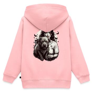 Vampir mit Hund - Kinder Premium Organic Zip Hoodie - Rosa - Hinten - AI Model Kid Female (0cm)