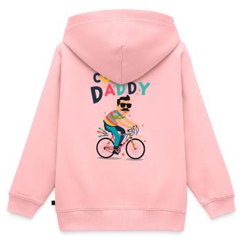 Vibrant Cool Daddy Cyclist Design - Sweat Premium à capuche zippé enfant bio - rose - Dos - AI Model Kid Female (0cm)