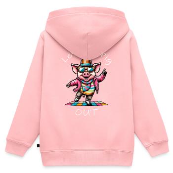 Lustige Tanz Sau - Kinder Premium Organic Zip Hoodie - Rosa - Hinten - AI Model Kid Female (0cm)