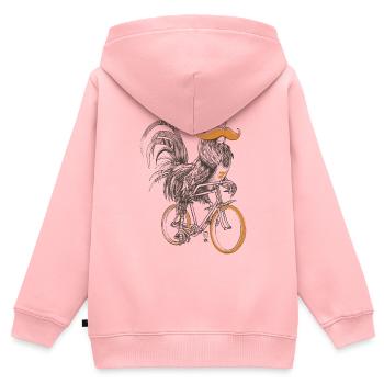 Coq & Bicycles - Sweat Premium à capuche zippé enfant bio - rose - Dos - AI Model Kid Female (0cm)