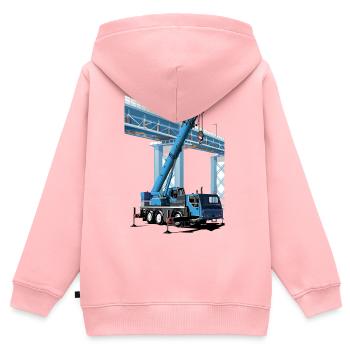 Mobile crane assembles bridge sections - Kids Premium Organic Zip-up Hoodie - rose - Back - AI Model Kid Female (0cm)