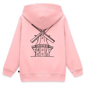 Moulin à vent - Sweat Premium à capuche zippé enfant bio - rose - Dos - AI Model Kid Female (0cm)