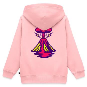 Volcan Pop Art - Sweat Premium à capuche zippé enfant bio - rose - Dos - AI Model Kid Female (0cm)