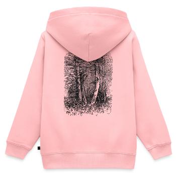 Wald Baeume Zeichnung Skizze - Kinder Premium Organic Zip Hoodie - Rosa - Hinten - AI Model Kid Female (0cm)