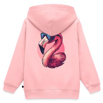 Flamingo Vogel mit Sonnenbrille :) - Kinder Premium Organic Zip Hoodie - Rosa - Hinten - AI Model Kid Female (0cm)
