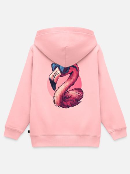 Flamingo Vogel mit Sonnenbrille :) - Kinder Premium Organic Zip Hoodie - Rosa
