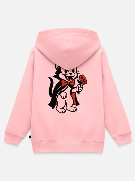Dracula Kater mit Blumenstrauss - Kinder Premium Organic Zip Hoodie - Rosa