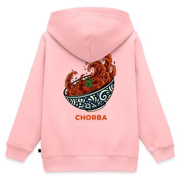 Dynamische Chorba-Suppenschüssel - Kinder Premium Organic Zip Hoodie - Rosa - Hinten - AI Model Kid Female (0cm)