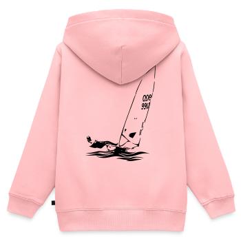 Régate de voilier dériveur laser ILCA Sports de voile - Sweat Premium à capuche zippé enfant bio - rose - Dos - AI Model Kid Female (0cm)