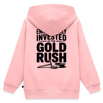 Emotional in den Goldrausch investiert - Kinder Premium Organic Zip Hoodie - Rosa - Hinten - AI Model Kid Female (0cm)