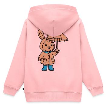 Niedlicher Hase Regenmantel Schirm - Kinder Premium Organic Zip Hoodie - Rosa - Hinten - AI Model Kid Female (0cm)