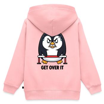 Quirky Pinguin Hürde Hürdenlauf Sportler Lustig - Kinder Premium Organic Zip Hoodie - Rosa - Hinten - AI Model Kid Female (0cm)