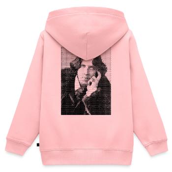 Oscar Wilde Halbtonporträt - Kinder Premium Organic Zip Hoodie - Rosa - Hinten - AI Model Kid Female (0cm)