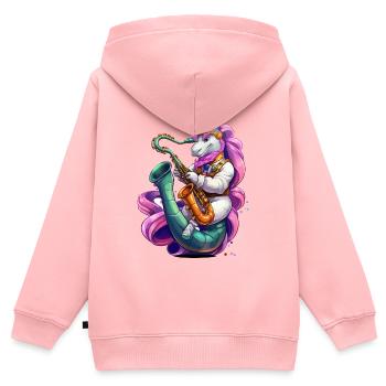 Sparkling Unicorn Saxophone - Kids Premium Organic Zip-up Hoodie - rose - Back - AI Model Kid Female (0cm)