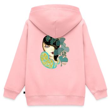 Ginkgo-Schönheit im Jugendstil - Kinder Premium Organic Zip Hoodie - Rosa - Hinten - AI Model Kid Female (0cm)