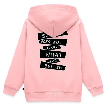 La science se moque de ce que vous croyez Logo des faits - Sweat Premium à capuche zippé enfant bio - rose - Dos - AI Model Kid Female (0cm)