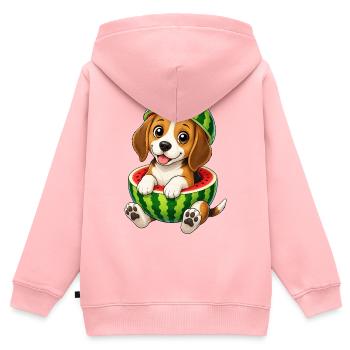 variation_36549Sü Dessin animé de Beagle avec Melon - Sweat Premium à capuche zippé enfant bio - rose - Dos - AI Model Kid Female (0cm)