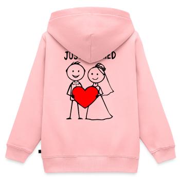 Hochzeitspaar Cartoon Herz just married - Kinder Premium Organic Zip Hoodie - Rosa - Hinten - AI Model Kid Female (0cm)