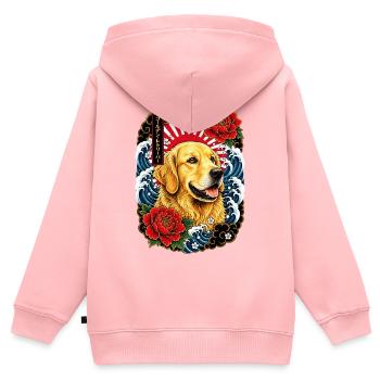Golden Retriever im japanischen Tattoo Stil - Kinder Premium Organic Zip Hoodie - Rosa - Hinten - AI Model Kid Female (0cm)