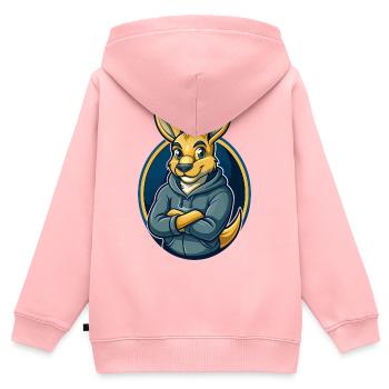 Kangaroo Kawaii Maskottchen Cartoon Clipart Logo Abzeichen - Kinder Premium Organic Zip Hoodie - Rosa - Hinten - AI Model Kid Female (0cm)