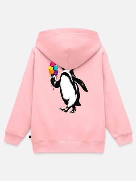 Cooler Pinguin mit Eis Illustration - Kinder Premium Organic Zip Hoodie - Rosa