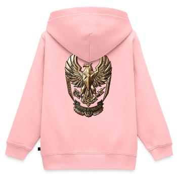 Erhabener Adler Wappen – Fortiter et Fideliter - Kinder Premium Organic Zip Hoodie - Rosa - Hinten - AI Model Kid Female (0cm)