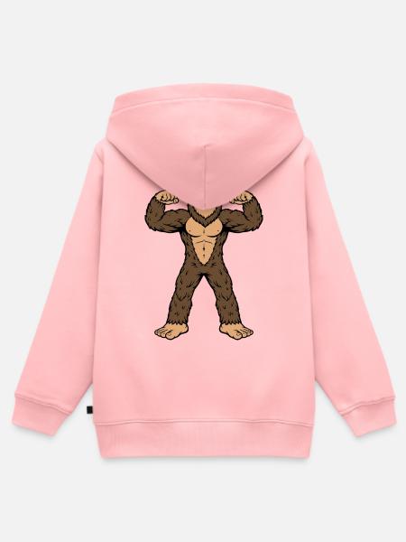 Bigfoot muskulöse dunkle Brille - Kinder Premium Organic Zip Hoodie - Rosa