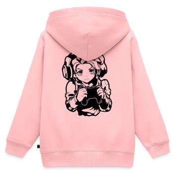 Gaming Junge Skizze - Kinder Premium Organic Zip Hoodie - Rosa - Hinten - AI Model Kid Female (0cm)
