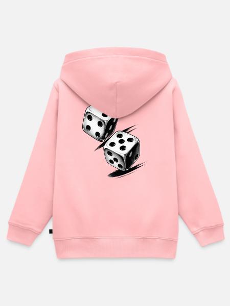 Schwarz-weißes Würfelmuster - Kinder Premium Organic Zip Hoodie - Rosa