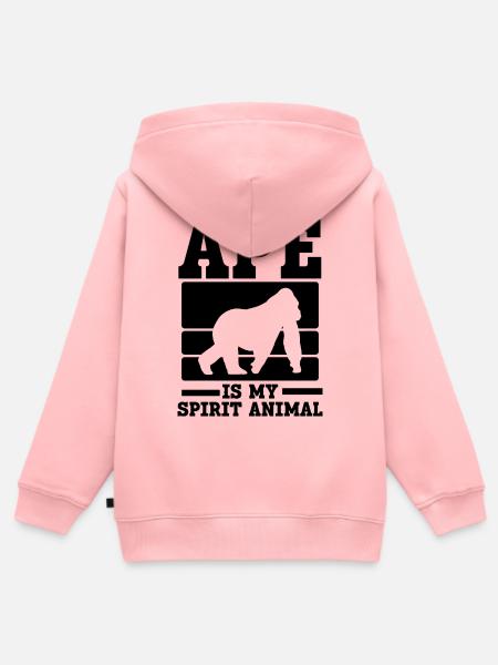 Affe Humor Spruch - Kinder Premium Organic Zip Hoodie - Rosa