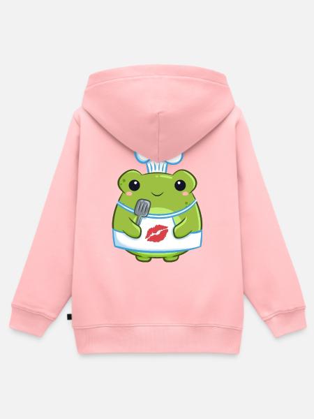 Küchenfrosch mit Kussabdruck - Kinder Premium Organic Zip Hoodie - Rosa