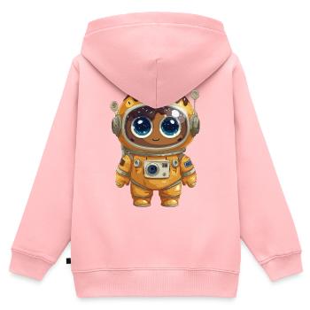 Donut-Astronaut Abenteuerkunst - Kinder Premium Organic Zip Hoodie - Rosa - Hinten - AI Model Kid Female (0cm)