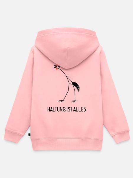 Haltung ist alles – Lustiger Hahn - Kinder Premium Organic Zip Hoodie - Rosa