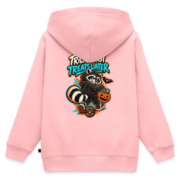 RobVibe Wildclub – Halloween-Waschbär - Kinder Premium Organic Zip Hoodie - Rosa - Hinten - AI Model Kid Female (0cm)