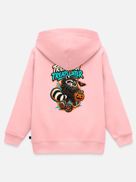 RobVibe Wildclub – Halloween-Waschbär - Kinder Premium Organic Zip Hoodie - Rosa