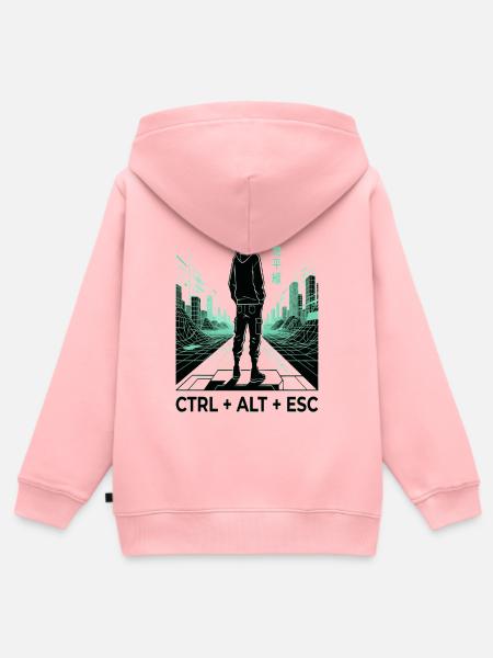 Neongrid Cyberpunk CTRL ALT ESC - Kinder Premium Organic Zip Hoodie - Rosa