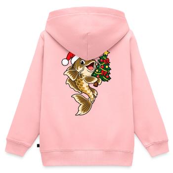 Weihnachts Karpfen - Kinder Premium Organic Zip Hoodie - Rosa - Hinten - AI Model Kid Female (0cm)