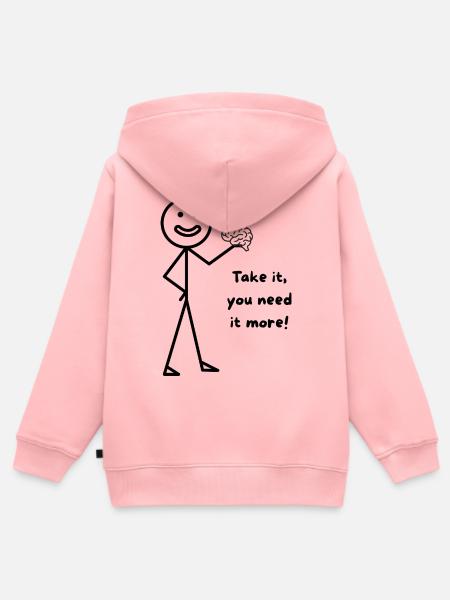 You need more Brain - Kinder Premium Organic Zip Hoodie - Rosa