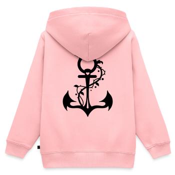 L'ancre - foi, l'espérance, l'amour - Sweat Premium à capuche zippé enfant bio - rose - Dos - AI Model Kid Female (0cm)