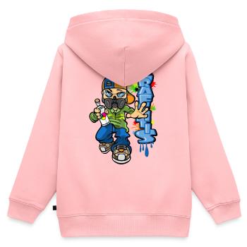 B-boy and graffiti - Sweat Premium à capuche zippé enfant bio - rose - Dos - AI Model Kid Female (0cm)