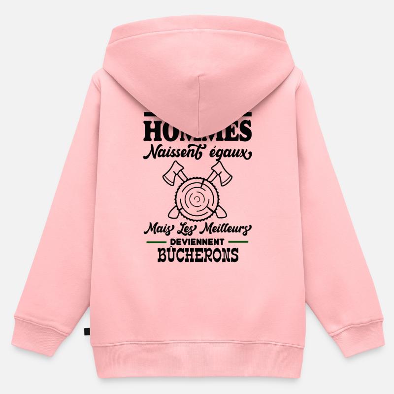Bûcherons - Sweat Premium à capuche zippé enfant bio - rose