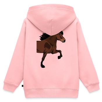 Big Side-Tölter Islandpferd – Brauner - Kinder Premium Organic Zip Hoodie - Rosa - Hinten - AI Model Kid Female (0cm)