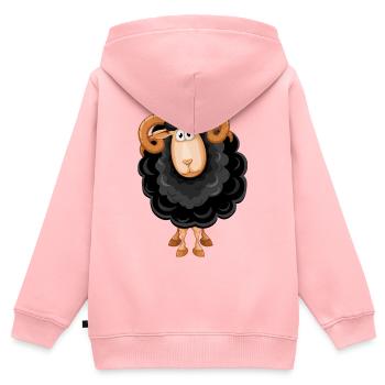 mouton, mouton noir, mouton humour - Sweat Premium à capuche zippé enfant bio - rose - Dos - AI Model Kid Female (0cm)