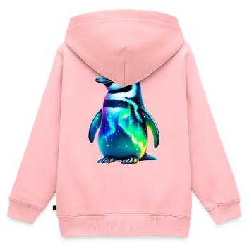 Aurora Borealis Pinguin - Kinder Premium Organic Zip Hoodie - Rosa - Hinten - AI Model Kid Female (0cm)