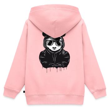 witziger Panda Bär mit Hoodie,Basecap und Brille - Kinder Premium Organic Zip Hoodie - Rosa - Hinten - AI Model Kid Female (0cm)